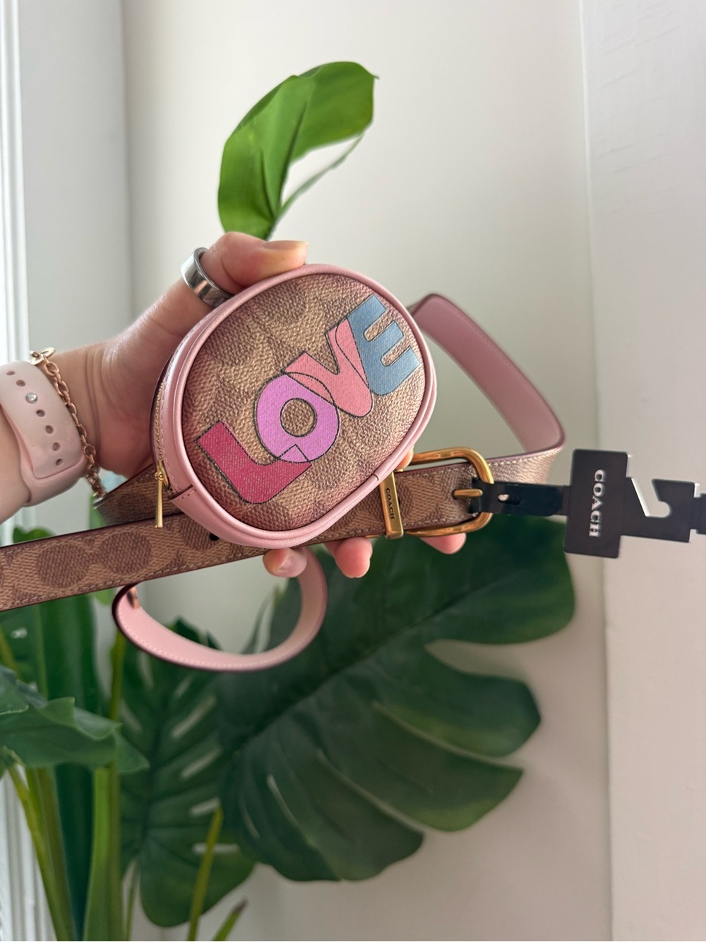Coach Pink LOVE Signature Belt Bag - Picture 1 of 9